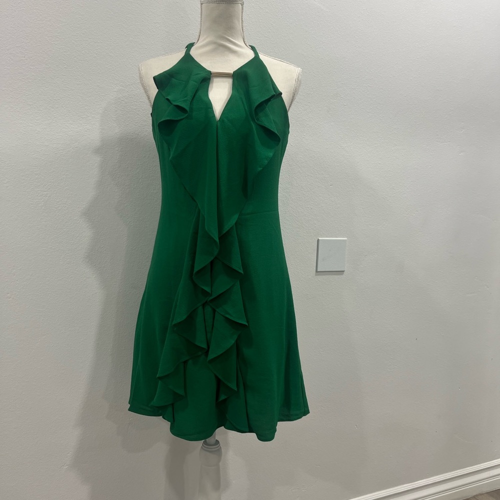 Kensie Green Ruffle Mini Dress